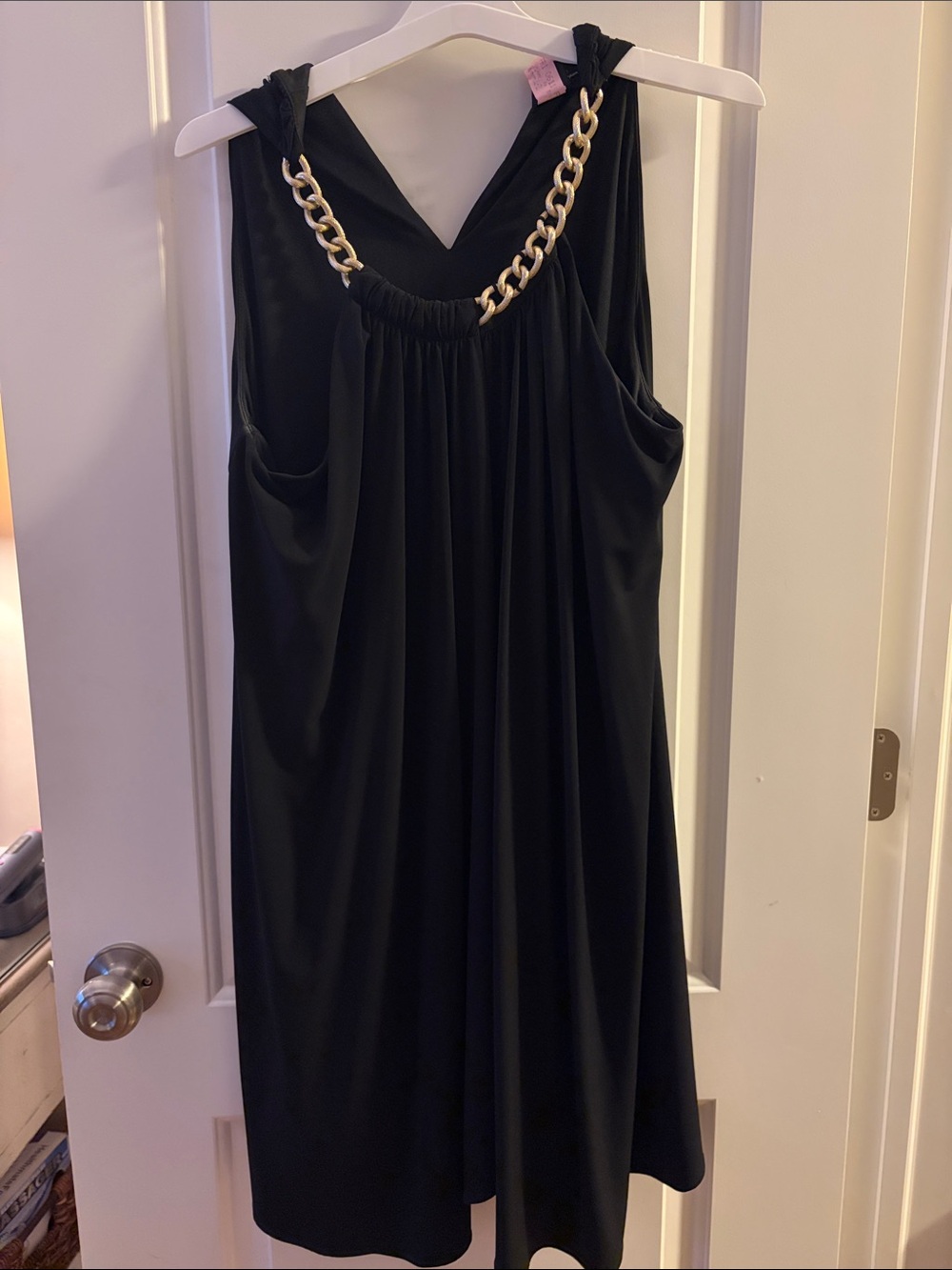 Jessica Simpson Black Mini Dress with Gold Chain Detail